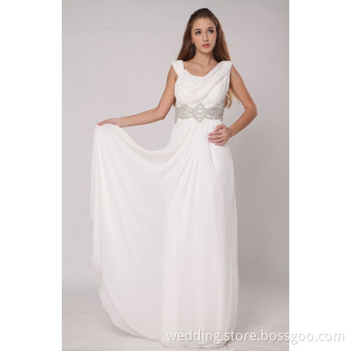 2015 Beading Chiffon Long Prom Dresses Floor-length Evening Dresses A-line Prom Gowns